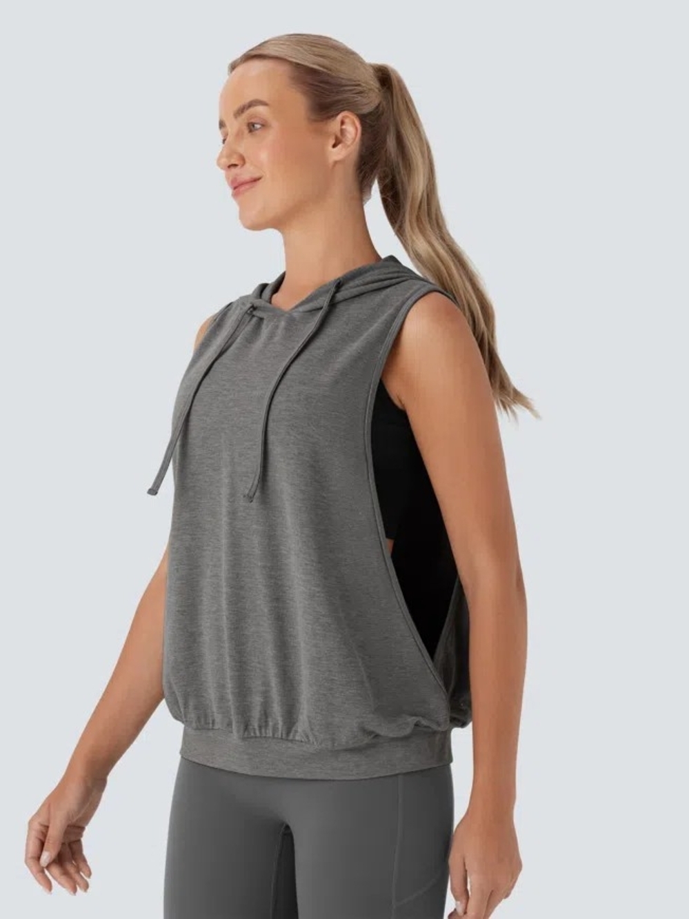 Halara NWOT Hooded Drawstring Sleeveless Workout Tank Top